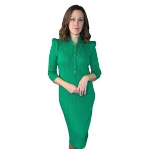 St. John for Saks Fifth Avenue Vintage 80s Knit Midi Dress Gold Buttons size M